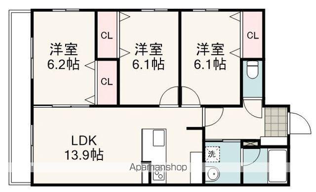 メゾンド・トラスト稲川(3LDK/1階)の間取り写真