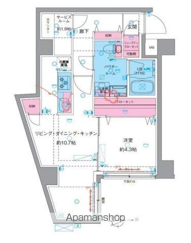ジェノヴィア東向島4(1SLDK/1階)の間取り写真