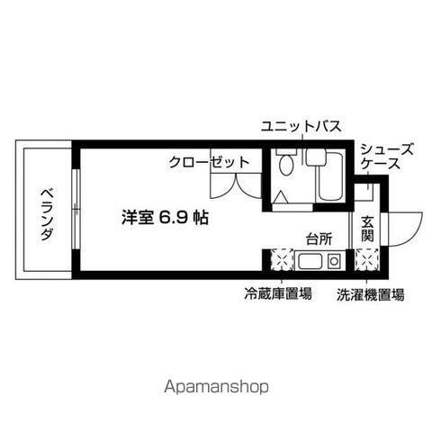 パピリオ・花の木(ワンルーム/1階)の間取り写真