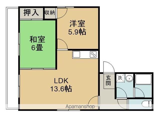 ハイツ浅間通(2LDK/7階)の間取り写真