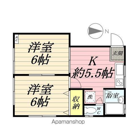 ドミール(2K/1階)の間取り写真