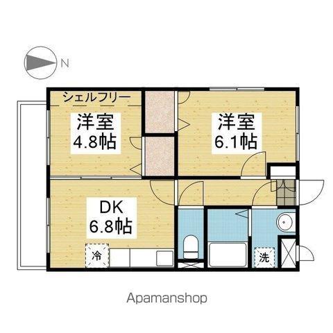 マリベール南梅本C棟(2DK/1階)の間取り写真