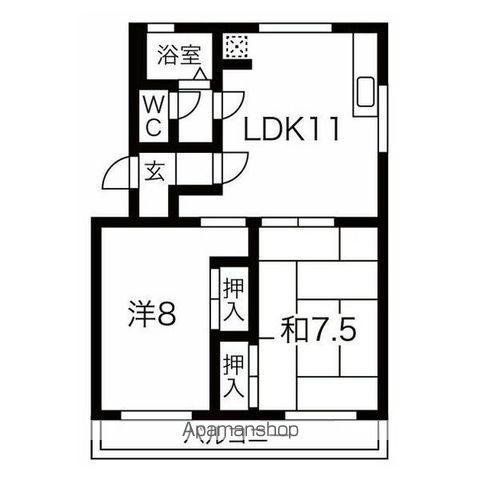 箕の手ハイツ(2LDK/1階)の間取り写真