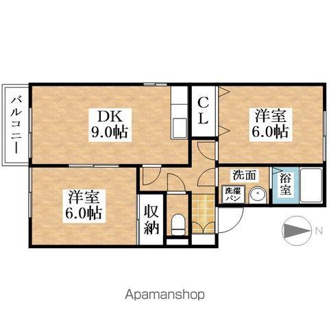 コートビレジ北棟(2DK/1階)の間取り写真