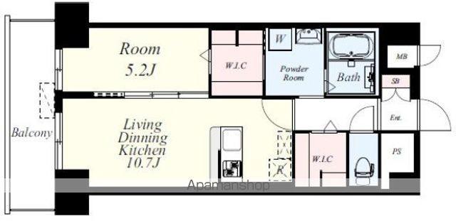 博多グランドレジデンス(1LDK/10階)の間取り写真