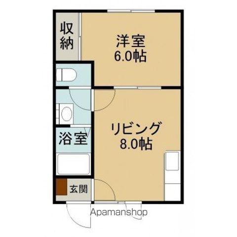 タウンハウス本通(1DK/2階)の間取り写真