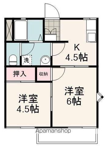 SAKYO21大坪町B(2K/2階)の間取り写真