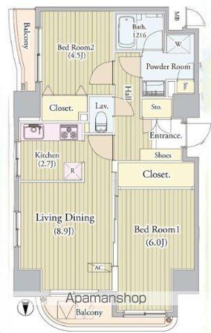 センテニアルタワー(2LDK/16階)の間取り写真