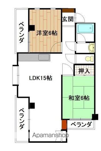 丸山ビル(2LDK/4階)の間取り写真