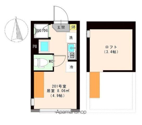 ハーモニーテラス東新町Ⅱ(ワンルーム/2階)の間取り写真