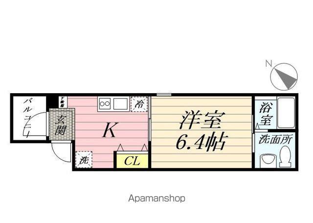 ハーミットクラブハウスソフィア横浜生麦駅前(1K/2階)の間取り写真