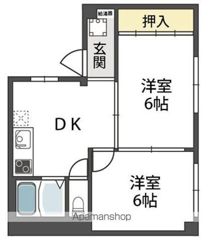 コーポ有希(2DK/2階)の間取り写真