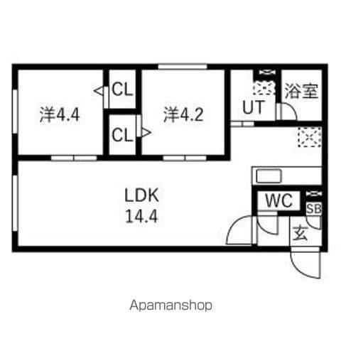 FODERA IMPERIAL24軒フォデラインペリアル24軒(2LDK/3階)の間取り写真