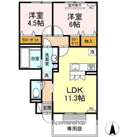 イノセント・シャイン(2LDK/1階)の間取り写真