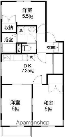 旭ルーミー天童西22号館(3DK/1階)の間取り写真