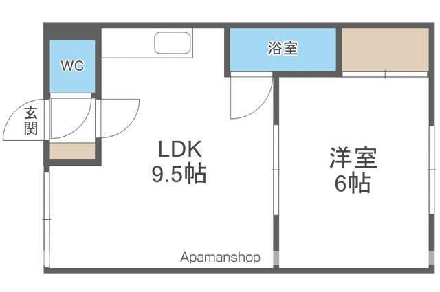 ハイツ渡辺B(1LDK/2階)の間取り写真
