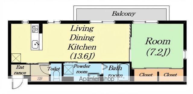 東晃ミシェル(1LDK/3階)の間取り写真