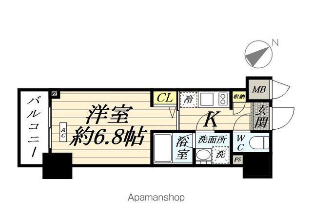 KAGOOD神奈川4(ワンルーム/6階)の間取り写真