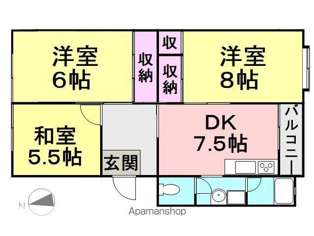 東園田団地(3DK/5階)の間取り写真