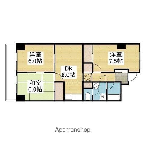 大聖ハイツ 西棟(3DK/4階)の間取り写真