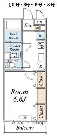 ガーデンアステリア 西千葉(1K/1階)の間取り写真