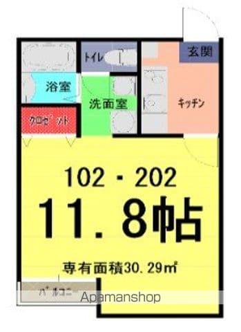 アークシティ川間(1K/2階)の間取り写真