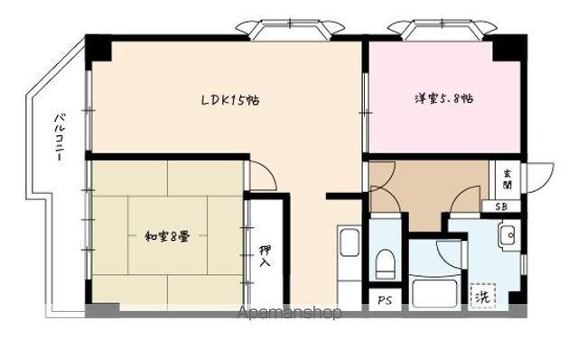 東青梅シティーハイツ(2LDK/5階)の間取り写真