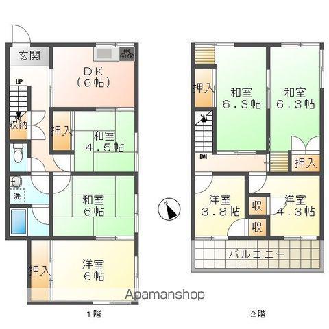近江鉄道本線 八日市駅 徒歩34分 2階建 築47年(7DK)の間取り写真