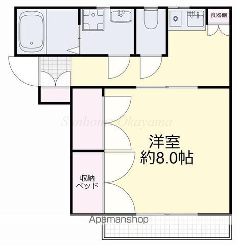庭瀬メゾンC(1K/2階)の間取り写真