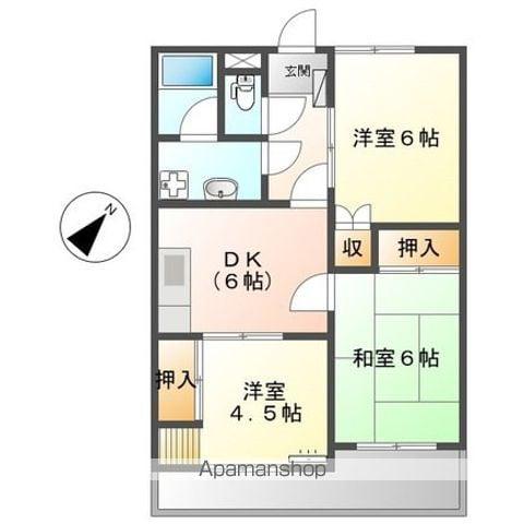 ハイツ蓬莱(3DK/2階)の間取り写真