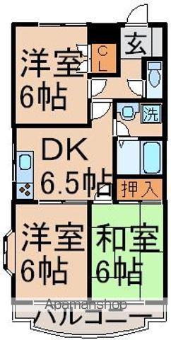 しゃんぐりらひる(3DK/2階)の間取り写真