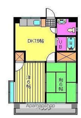 オレンジハイツ中村(2DK/4階)の間取り写真