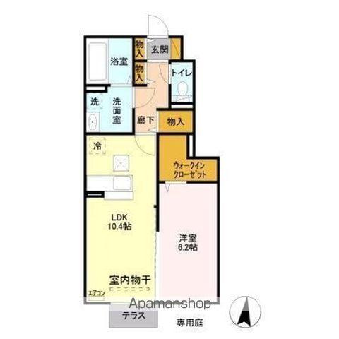 フェリオ・ヴィアーレ(1LDK/1階)の間取り写真