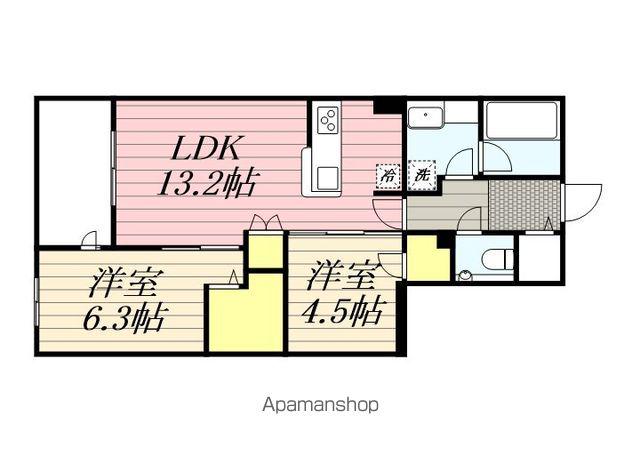 千葉市中央区登戸5丁目メゾン(2LDK/1階)の間取り写真