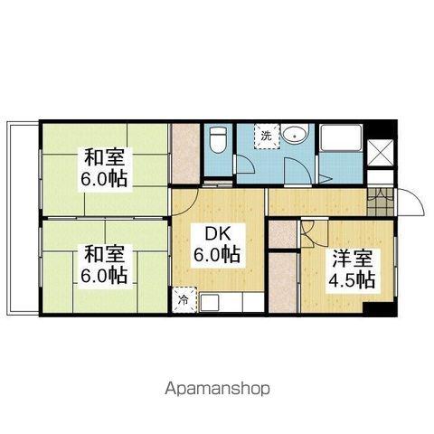 聖和ハイツ 西棟(3DK/3階)の間取り写真