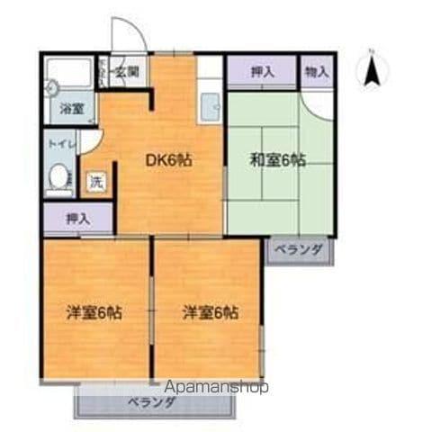 イトーキハイツB棟(3DK/2階)の間取り写真