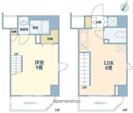 リファイズ小岩(1LDK/14階)の間取り写真