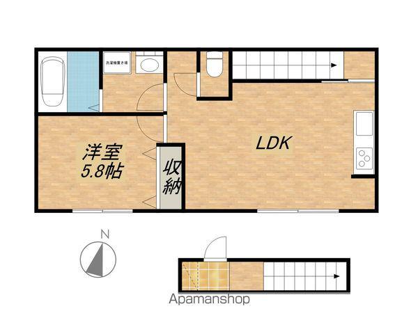 神照町 A棟(1LDK/2階)の間取り写真