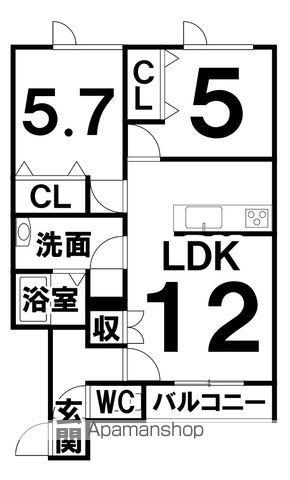 エトス白樺(2LDK/1階)の間取り写真