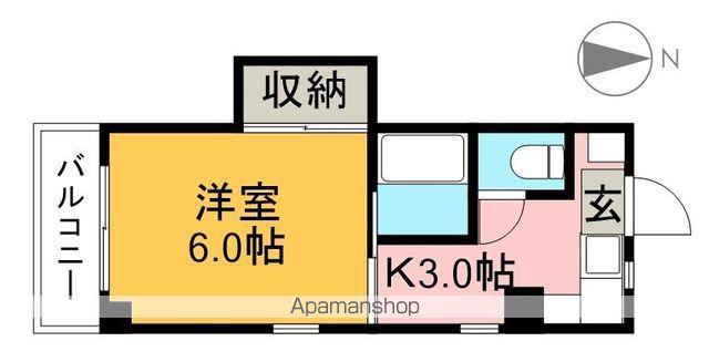 バレーベア北新田(1K/3階)の間取り写真