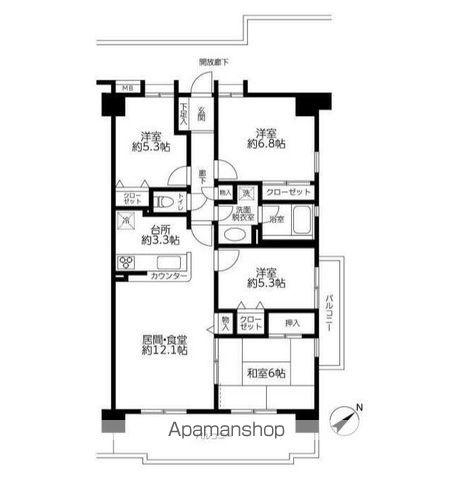 エステ・スクエア我孫子Ⅱ(4LDK/8階)の間取り写真