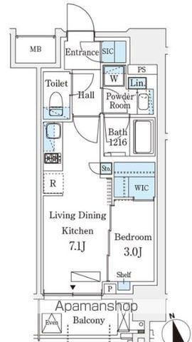 シーズンフラッツ浅草六丁目(1DK/8階)の間取り写真