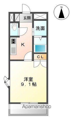 グランディール(1K/2階)の間取り写真