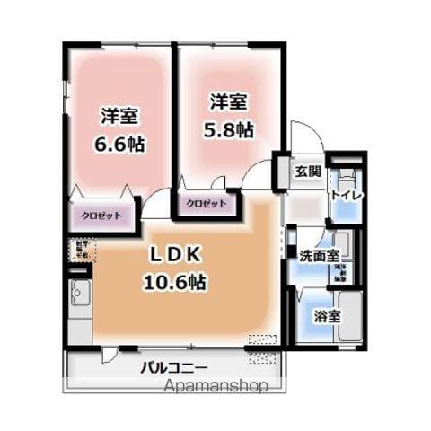 ファミール狐ヶ崎(2LDK/1階)の間取り写真