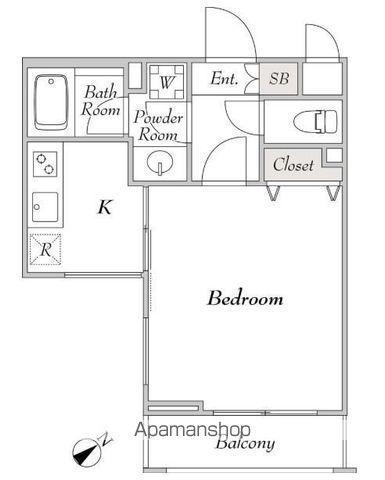 ミリアレジデンス桜新町(1K/1階)の間取り写真