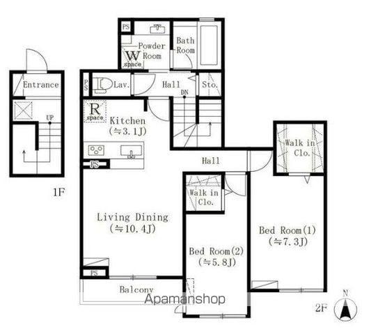 ＰＡＲＫＢＥＡＲ四谷三丁目(2LDK)の間取り写真