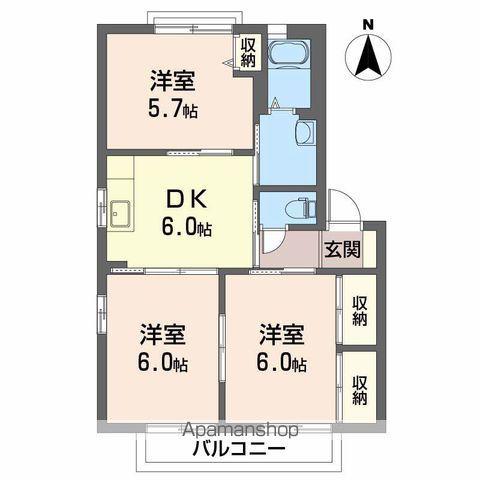 POMME DE PIN A棟(3DK/2階)の間取り写真