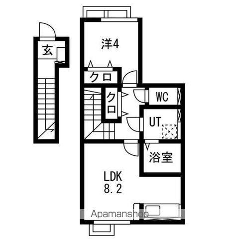 LIEN鶴岡A(1LDK/2階)の間取り写真