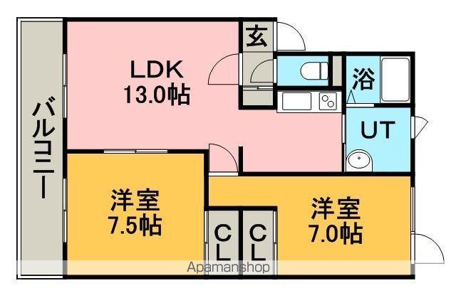 パレスエベツ(2LDK/2階)の間取り写真
