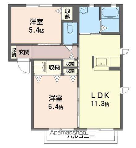 ランウェイA(2LDK/1階)の間取り写真